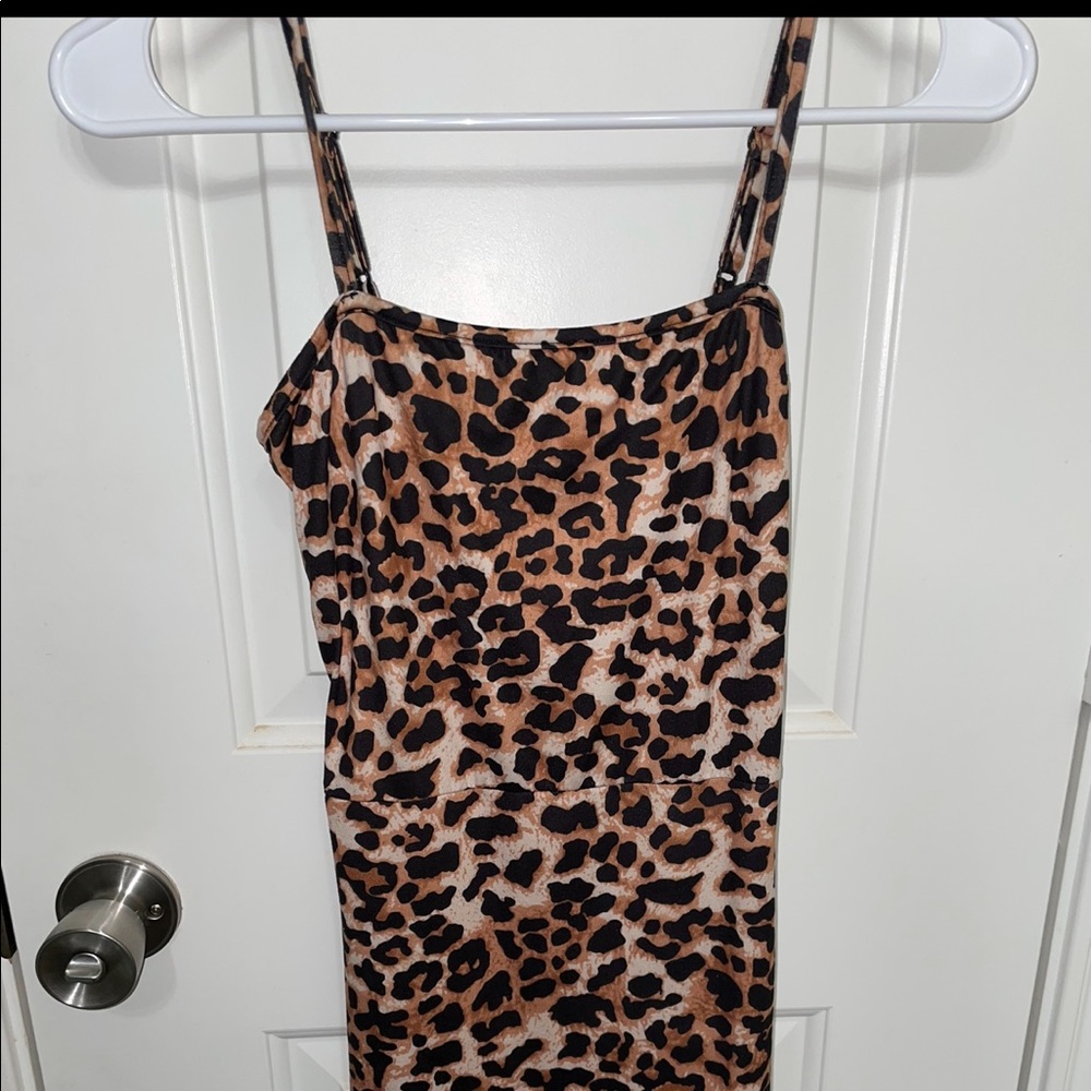 Leopard tube dress, spaghetti straps